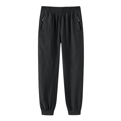 HIBETY Boys' High Performance Track Pants: Moisture-Wicking and Breathable with Adjustable Elastic Waistband