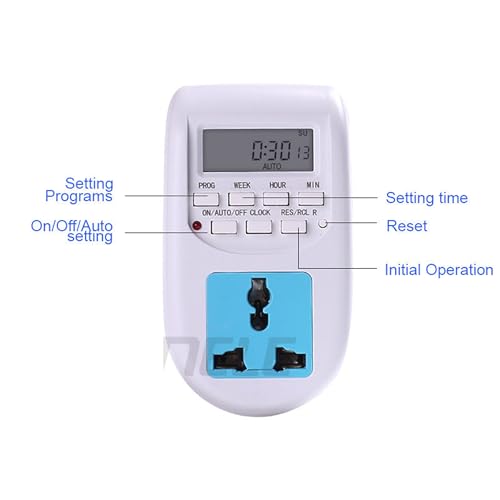 Image of MOOKA 230 Volt (24x7) Digital Programmable Timer Electronic Timer230V 24x7 Energy Saving Socket Type Digital Programmable Plastic Electronic Timer (White)