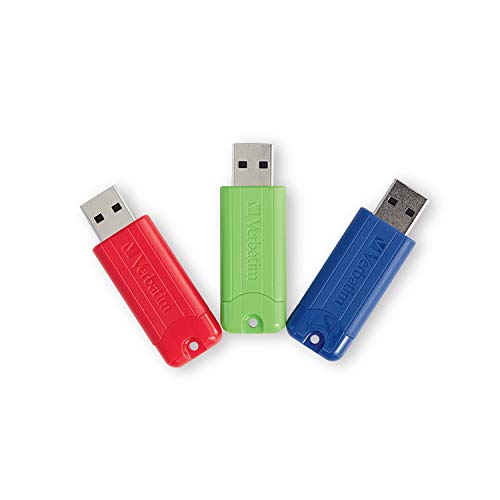 Verbatim Unidad Flash USB 3.0 de 128 GB a Rayas retráctiles, Paquete de 3, Multicolor (Verde, Azul, Rojo)