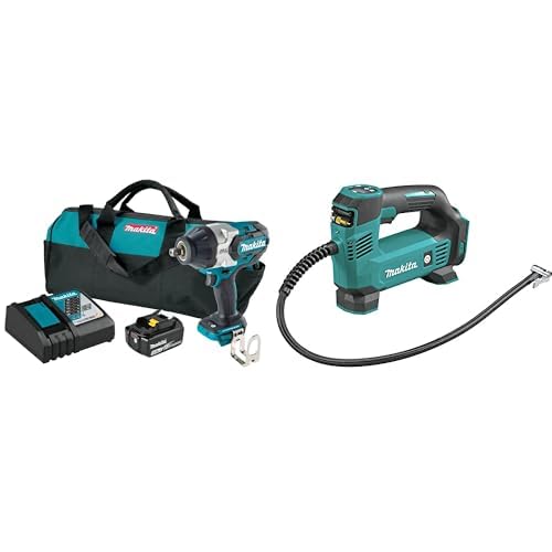 Image of Makita XWT19T 18V LXT Brushless 3-Speed 1 /2 inch Sq. Drive Impact Wrench Kit w /Detent Anvil with bonus DMP180ZX 18V LXT Inflator