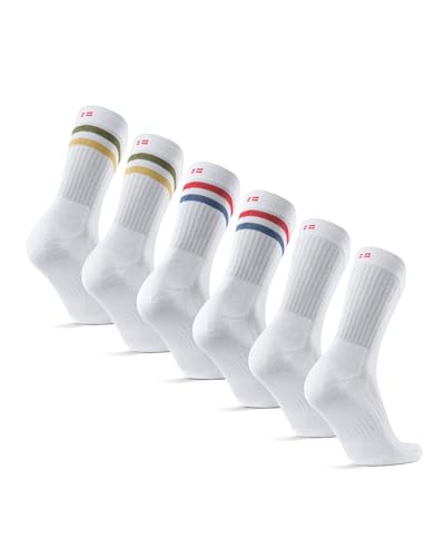 DANISH ENDURANCE Athletic Tennis Socks for Women & Men, Performance Socks, Crew Length, Breathable, 3 or 6-Packs