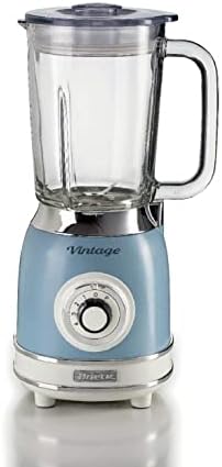Ariete Vintage 58304 Glass Jug Blender, 1000W, 1.5 Litre Capacity Glass Jug, 4 Speeds + Pulse, Ice Crush Function, Anti Slip Feet, Stainless Steel Blades, Green