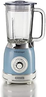 Ariete Vintage 58304 Glass Jug Blender, 1000W, 1.5 Litre Capacity Glass Jug, 4 Speeds + Pulse, Ice Crush Function, Anti Slip Feet, Stainless Steel Blades, Green