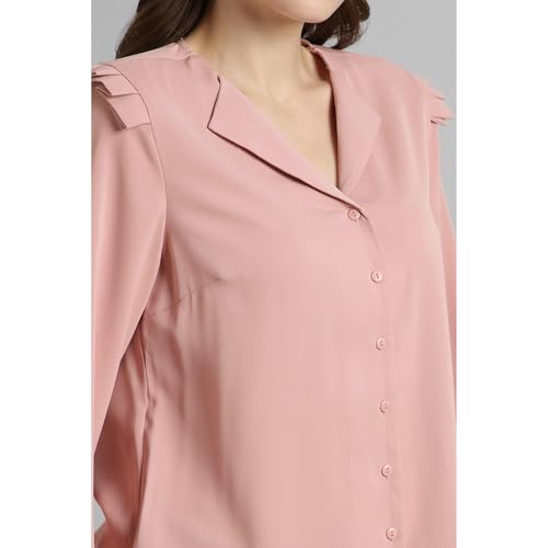 Image of Van Heusen Women Polyester Regular Fit Solid Full Sleeve Casual Shirt