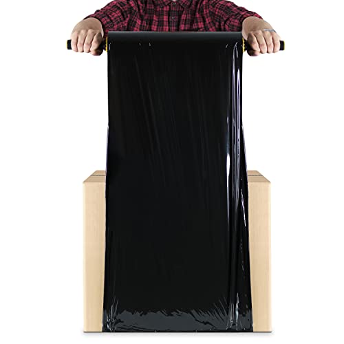 RAGO® Stretchfolie Schwarz folie für möbel 1 Stück 150m Hand Stretchfolie rollen I Palettenfolie Handfolie Wickelfolie I Verpackungsmaterial (7,5 x 7,5 x 40 cm) 0,9 kg I 150m Länge