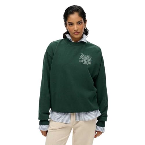Superdry Sudadera unisex Lo-fi Outdoor Mono Loose Crew, Esmaltado verde, 40