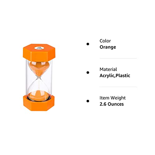 Sand Timer 10 Minute Hourglass Timer: Plastic Sand Clock 10 Minutes, Large Orange Sand Watch 10 Min, Colorful Hour Glass Colorful Sandglass Timer For Kids, Games, Classroom, Kitchen, Decoration #TOP6