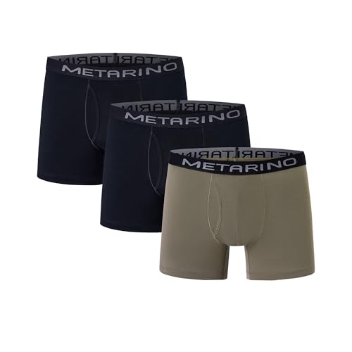 METARINO Outdoor-Ready Merino Wool Men's Underwear 3-Pack - Breathable Boxer Briefs for Hiking, Skiing & Trave