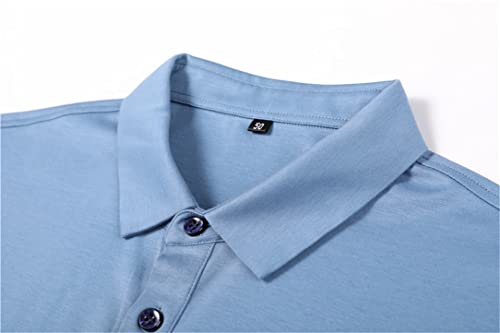 Men 100% Mercerized Cotton Long Sleeve Polo Shirt Spring Autumn Solid Classic Casual Tops4