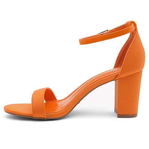 Image of Shoe Land Low Chunky Heels for Women Open Toe Ankle Strap Block Heel Sandals 3 Inch Dressy Heels for Wedding Party Date Night