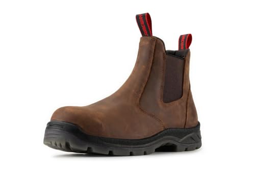 Image of SUREWAY Men's Slip-On Work Boots for Men,Full Grain Leather,Anti-Static,Water /Slip Resistant,Fire Station Mechanic Industrial Construction Safety Boots /Shoes for Men