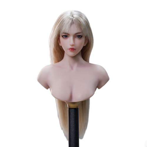 Tête de fille asiatique 1/6 cheveux sculptés pour figurine articulée