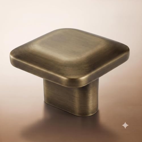 Image of JAGGER JAG401 Drawer Knobs for Home & Office - Durable and Elegant Stainless Steel Door Knob for Cabinets, Cupboards & Dressers (2, Brass Antique (Square))