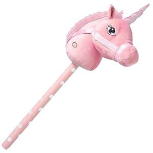 Kids Hobby Horse or Unicorn with Galloping Neighing Sounds Childrens Toy (Pink)
