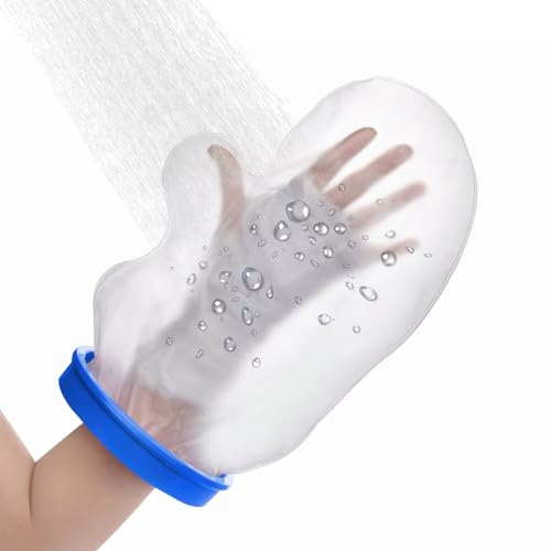 MEDOTS Waterproof Hand Cast Covers for Shower Bath, Adult Watertight Wrist Protector Resuable Wound Bandage Sleeve Bag for Broken Hand, Fingers, Surgery, Burns Blue