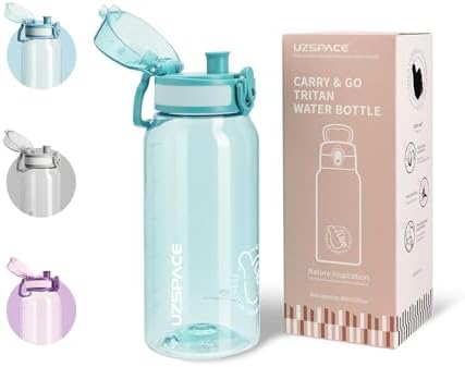 UZSPACE Trinkflasche Kinder Sport Wasserflasche 600ml, Kohlensäure Geeignet | Auslaufsicher, Spülmaschinenfest, Sportflasche mit Klappdeckel Für Schule Uni Outdoor Mädchen Jungen,