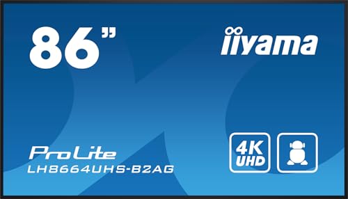 iiyama Prolite LH8664UHS-B2AG - Display digitale per segnaletica IPS, 217,4 cm, 85,6, pannello LED 4K UHD, HDMI Audio, USB2.0 RS-232c RJ45, lettore multimediale Android 11 OS WiFi 24/7, colore: Nero
