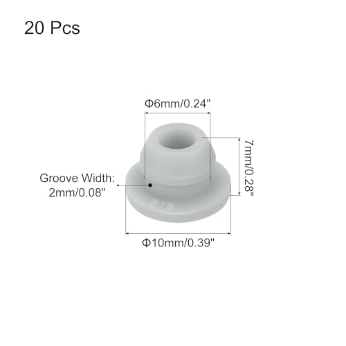 Image of MECCANIXITY 20pcs Silicone Snap in Locking Hole Plugs,6mm /0.2 Inch Mounting Diameter Narrow Groove Width 2mm Panel Seal Cover Round for Kitchen Bulkheads Waterproof Sealing Plugs Grey