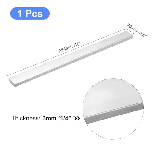 Image of uxcell Square Aluminum Flat Bar, 1 /4 inch Thick 0.8 inch Width 10 inch Length Square Aluminum Bar 6061 Aluminum Flat Plate, 6 x 20 x 254mm T6511 Solid New Mill Stock for Industrial Building