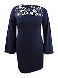Party Lauren by Ralph Lauren  Lace-Yoke Bell Sleeve Cocktail Dress  Navy  12