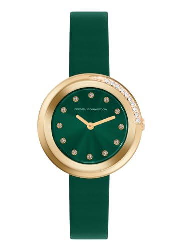 Image of French Connection Sunray Green Round Dial with Green Leather Strap Watch for Womens - FCO1GRL