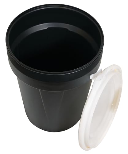 Eagle 30 Gallon Plastic Drum with Lid, Plastic Lever-Lock, 28.5"x21.1", Open Head Lab Pack Drum Made of Durable, Lightweight HDPE, Withstands Weather and Chemicals, Made in USA, Black, 1601BLK