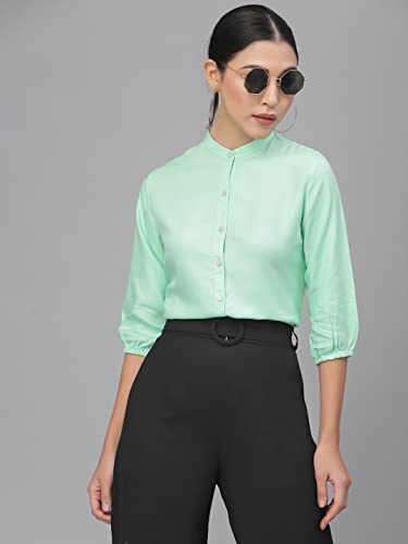 Image of Style Quotient Women Solid Lilac Polyester Formal Shirt