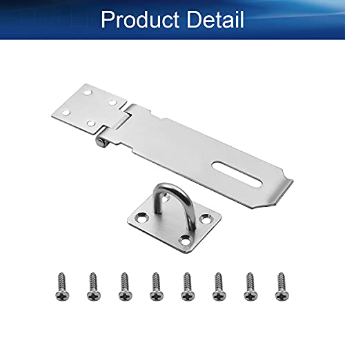 Image of Hasp Staple Padlock Latch, 167mm Length,Stainless Steel Furniture Cupboard Door Stainless Steel Silver Tone 1pcs