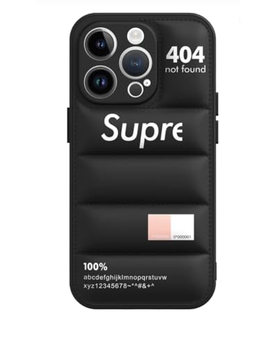 Premium Puffer Jacket-Inspired Mobile Phone Cover - Durable PVC, Shockproof, Lightweight, Supreme Quality - Universal Fit Compatible with iPhone 14 Pro (Black)