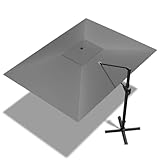 MEVBC 10 x 13 FT Cantilever Outdoor Patio Umbrella Rectangular Umbrellas Large Heavy Duty 360° Rotation Offset Umbrella for Outside Deck Backyard Garden Pool, Grey