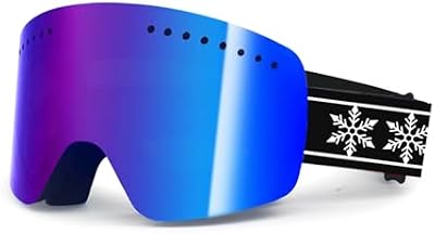 WIN.MAX Gafas de esquí unisex para hombre y mujer, sin marco, gafas de snowboard, protección UV, antiniebla, gafas de nieve compatibles con cascos, gafas de esquí para esquiar para usuarios de gafas