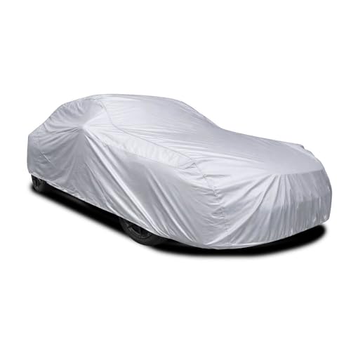 Image of OmniShield by Coverking, Premium Universal Fit Car Cover for Sedan, Coupe, Convertible, Size Medium 13'6 inch-16'1 inch - Weather-Resistant Multi-Layer Protection for Indoor & Light Outdoor Use, Silver