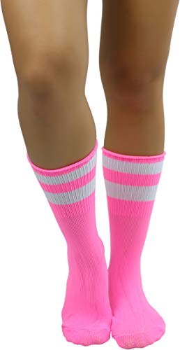 Image of ToBeInStyle Women's Acrylic Ankle Hi With Double Stripe Top Crew Fun Athletic Socks