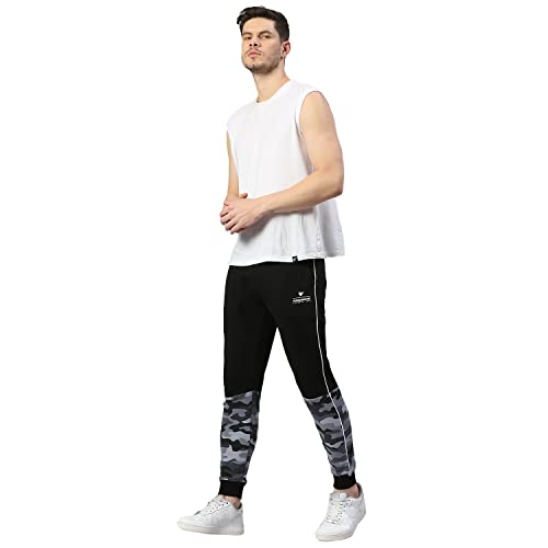 Image of Hubberholme Men's Cotton Slim Fit Camouflage Joggers - Athleisure Track Pant with Drawstring Elastic Waistband for Jogging, Gym, Sports & Dailywear