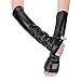 Aiphamy Womens Long Fingerless PU Leather Gloves Elegant Opera Mittens Gloves for Proms Halloween Cosplay Costumn Party (Black)