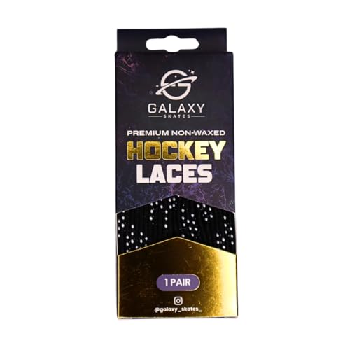 Galaxy Skates 10mm Non-Waxed Hockey Skate Laces Shoelaces for Ice Skates Boots Figure Skates Multiple Lengths (Black 108)