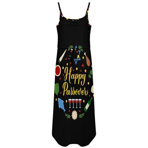 Happy Traditional Jewish Passover Women's Strap Dress Sleeveless Party Wedding Beach Dresses 4Xl Black #TOP21