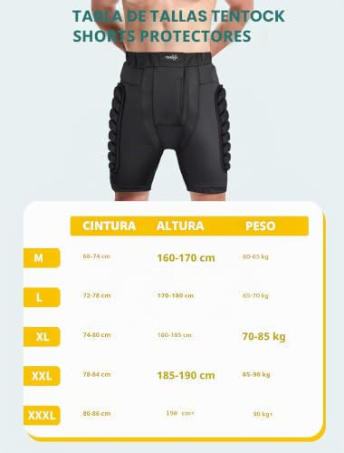 Pantalones cortos de compresión protectores acolchados 3D esquí patinaje adultos tamaño completo 6