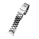 Correa de reloj con extremo curvado de acero inoxidable de 20/22 mm con cierre de seguridad doble apto for Seiko/Timex/Citizen/Casio(A Silver,18mm)