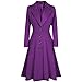 Women's Winter Wool Blend Dress Coats Notch Lapel Single Breasted Trench Coat Fashion Overcoat Jacket Outwear (Purple,Small)
