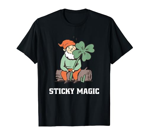 Sticky Magic Cute Retro Lucky Gnomo Designs Presente Camiseta