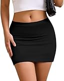 AB-Eleven Mini Skirts for Women with Shorts Underneath, Stretchy Bodycon Skort Cute Trendy Y2k Skirt Black