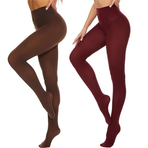 Image of DUCMODA Womens 80 Denier Opaque Tights, Women's Soft Solid Color Footed Pantyhose, High Waist Stocking with 30+ Colors