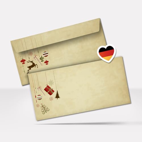 50 Briefumschläge Weihnachten | Vintage Braun Beige | Umschlag...