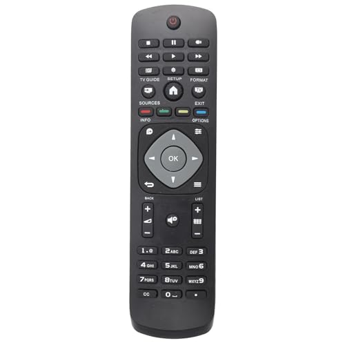 Ticfox Reemplazo Mando a Distancia Universal Compatible con Televisores Inteligentes LED/LCD, Compatible con la Mayoría de los Dispositivos Philips, No Requiere Configuración (Negro)