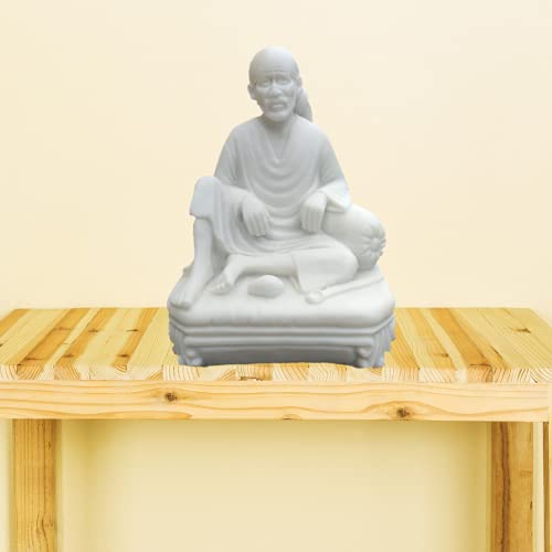 Image of Sai Amrut Gifts Italian Marble Sai Baba Dwarkamai Statue for Home and Pooja Room (Design 2)