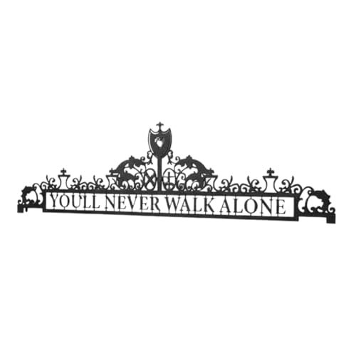 You'll Never Walk Alone Metal Wall Decor | 35'' x 9'' x 0.05'' Dimensions 1-Piece "''You'll Never Walk Alone"" Wall Art | Liverpool Fan Gift Metal Home and Office Decoration (35''W x 9''H, Black)