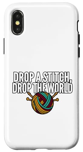Knitter Humor Drop A Stitch Drop The World �X�}�z�P�[�X iPhone X/XS �p