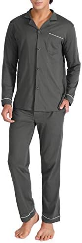 DAVID ARCHY Men's Pajama Set, Premium Combed Cotton Long Sleeve Sleepwear