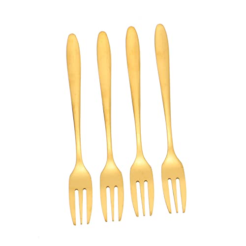 Cabilock 4 Piezas Tenedor De Pastel Aparato De Cocina Tenedor De Postre Dorado Tenedores De Postre De Tres Tenedores De Postre De Oro Acero Inoxidable Metal Alimento